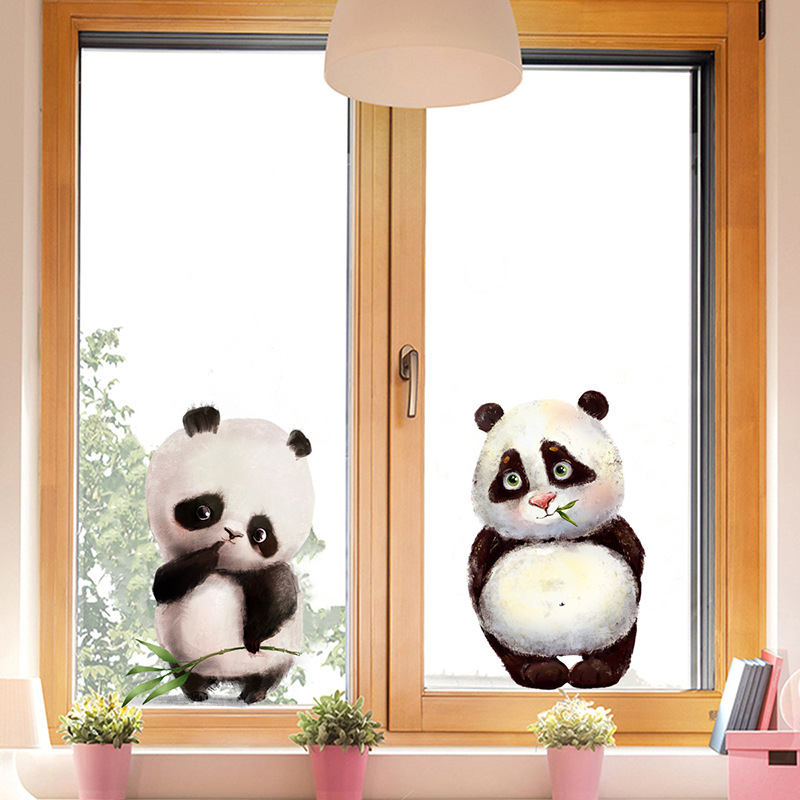 Стенно стикер - 2 части, карикатурна мечка графити, водоустойчив PVC, за стъклени повърхности (прозорци и врати), дневна и спалня, модерен плосък стил