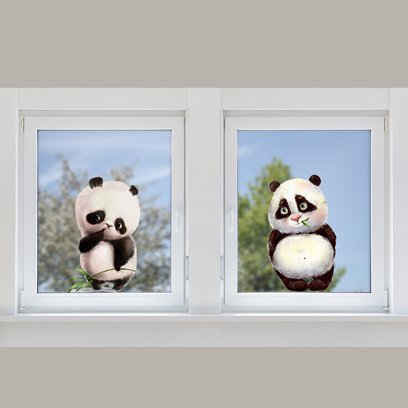 Стенно стикер - 2 части, карикатурна мечка графити, водоустойчив PVC, за стъклени повърхности (прозорци и врати), дневна и спалня, модерен плосък стил