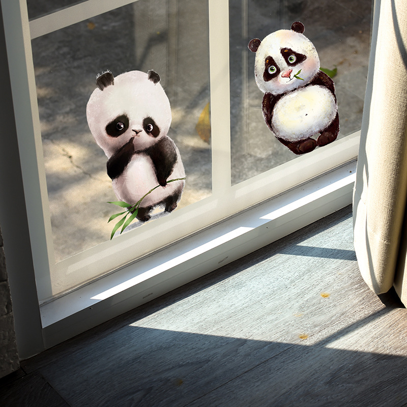 Стенно стикер - 2 части, карикатурна мечка графити, водоустойчив PVC, за стъклени повърхности (прозорци и врати), дневна и спалня, модерен плосък стил