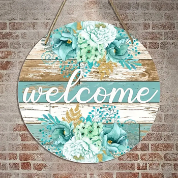 Qi Hao Ξύλινο κυκλικό μενταγιόν καλωσορίσματος για εξωτερική διακόσμηση σπιτιού