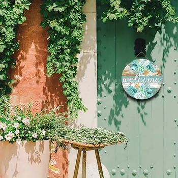 Qi Hao Ξύλινο κυκλικό μενταγιόν καλωσορίσματος για εξωτερική διακόσμηση σπιτιού