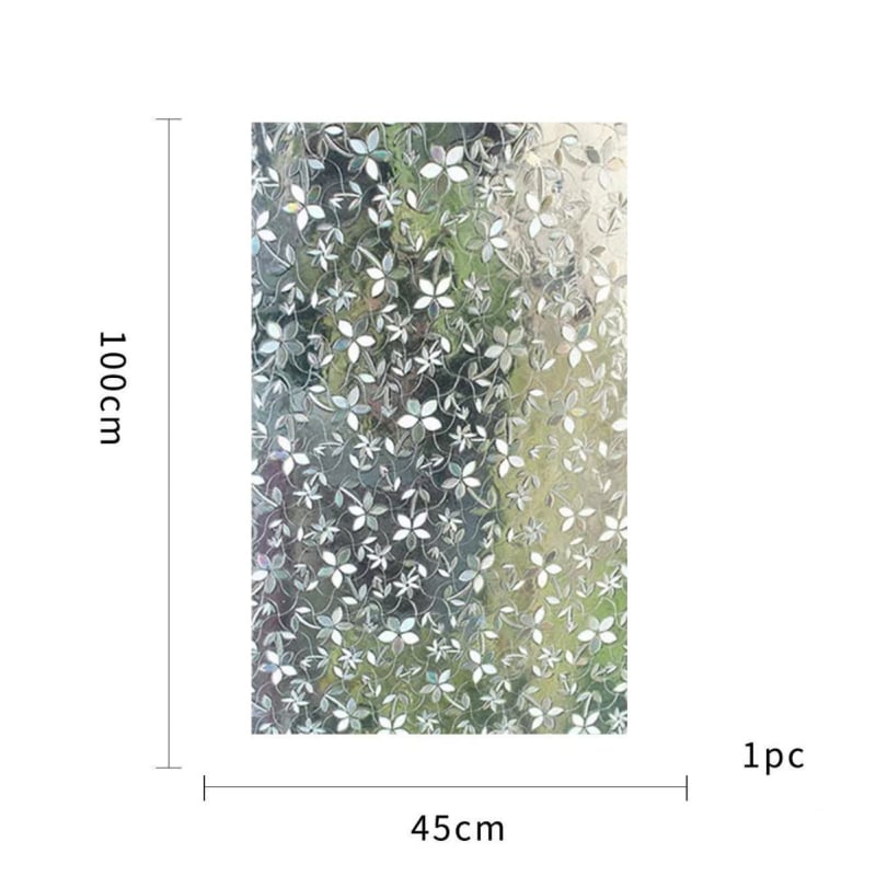 Be klijų matinė stiklo plėvelė langams privatumui — Imperial Decoration, gėlių raštas