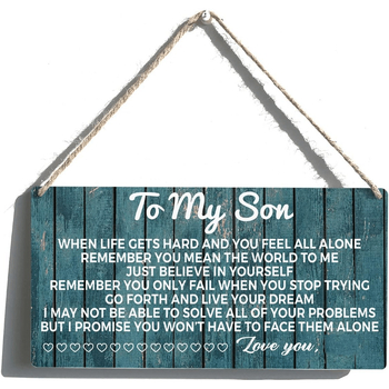 Drveni znak s natpisom \"To My Son\" – moderni minimalistički privjesak
