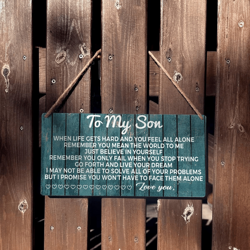 Drveni znak s natpisom \"To My Son\" – moderni minimalistički privjesak