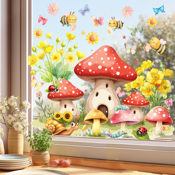 Aike JD3434 Άνοιξη Πολυ-element Γυάλινος Αυτοκόλλητος για Μπαλκόνι και Παράθυρο – PVC, Ηλεκτροστατική Πρόσδεση (Χωρίς Κόλλα), Μοντέρνο Μινιμαλιστικό Στυλ, Κατάλληλο για Σαλόνι και Υπνοδωμάτιο