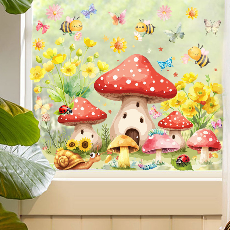 Aike JD3434 Άνοιξη Πολυ-element Γυάλινος Αυτοκόλλητος για Μπαλκόνι και Παράθυρο – PVC, Ηλεκτροστατική Πρόσδεση (Χωρίς Κόλλα), Μοντέρνο Μινιμαλιστικό Στυλ, Κατάλληλο για Σαλόνι και Υπνοδωμάτιο