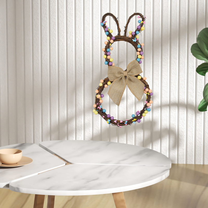 Γιρλαντα με λαγουδάκι του Πάσχα σε δαχτυλίδι — Ξύλινο, Kaiji, έτοιμο για δώρο, άνοιξη διακόσμηση (Μη εισαγόμενο; Συσκευασία: Opp bag)