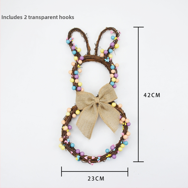 Γιρλαντα με λαγουδάκι του Πάσχα σε δαχτυλίδι — Ξύλινο, Kaiji, έτοιμο για δώρο, άνοιξη διακόσμηση (Μη εισαγόμενο; Συσκευασία: Opp bag)