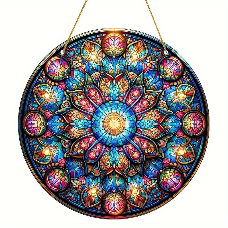 Akrilni hvatač sunca s mandalom — materijal: akril; uzorak: znakovi; obrada: sprej boja; stil: retro, komemorativan; izdanje: zima 2024