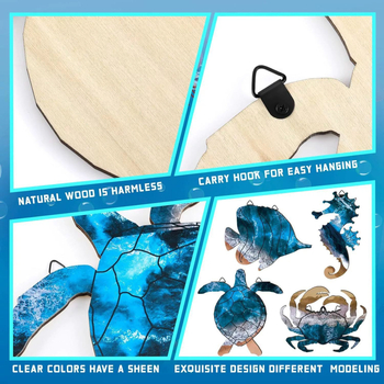 Fanyi Ξύλινο κρεμαστό διακοσμητικό τοίχου με θαλάσσια ζωή για το σπίτι