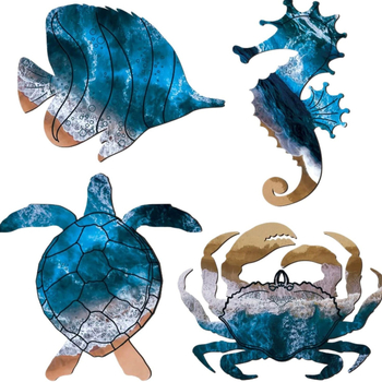 Fanyi Ξύλινο κρεμαστό διακοσμητικό τοίχου με θαλάσσια ζωή για το σπίτι