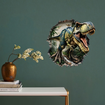 3D αυτοκόλλητο τοίχου με δεινοσαύρο - ένα τεμάχιο, PVC, μοντέρνος μινιμαλιστικός διακοσμητικός σχεδιασμός για σαλόνι και παιδικό δωμάτιο