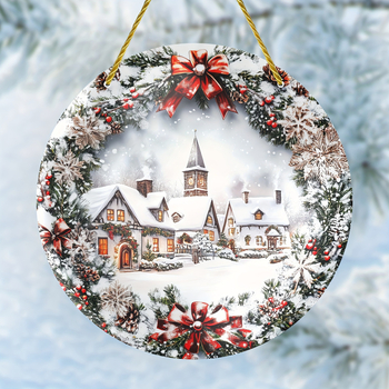 Ακρυλικός στρογγυλός δίσκος-στολίδι για τα Χριστούγεννα με μοτίβο Kitty/Snoopy/αντιπρωταγωνιστής; φινίρισμα με ψεκασμό; ύφος niche, αυτοκίνητα διακοσμητικά