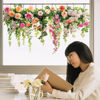 Aike JD3614 PVC αυτοκόλλητο γυαλιού για μπαλκόνι πόρτες και παράθυρα με μοτίβο φλοράλ βλάστων αμπέλου, μοντέρνο μινιμαλιστικό στυλ, 1 τεμάχιο