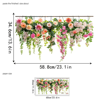 Aike JD3614 PVC αυτοκόλλητο γυαλιού για μπαλκόνι πόρτες και παράθυρα με μοτίβο φλοράλ βλάστων αμπέλου, μοντέρνο μινιμαλιστικό στυλ, 1 τεμάχιο