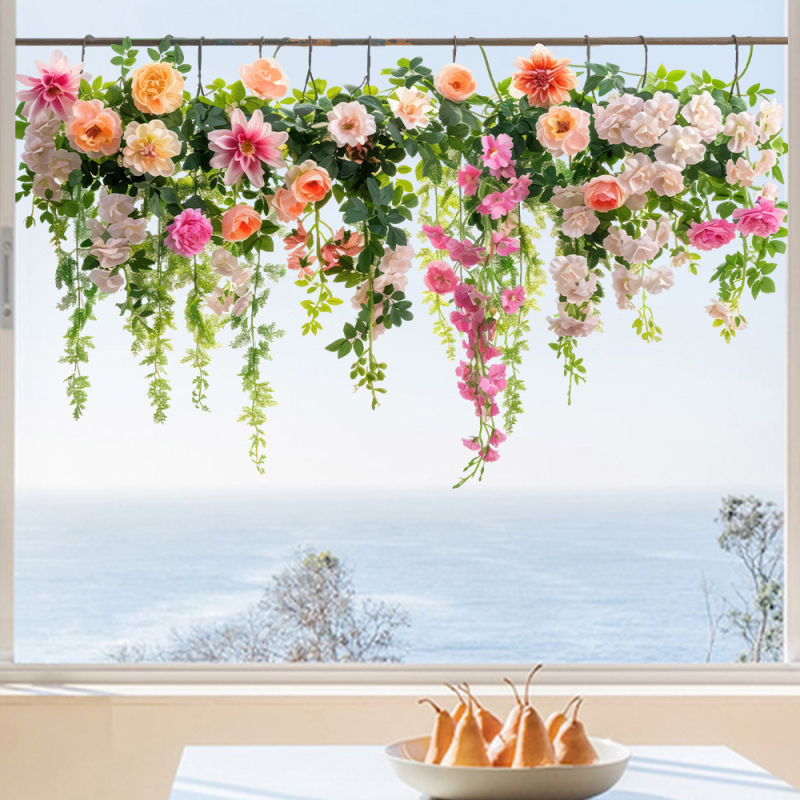 Aike JD3614 PVC αυτοκόλλητο γυαλιού για μπαλκόνι πόρτες και παράθυρα με μοτίβο φλοράλ βλάστων αμπέλου, μοντέρνο μινιμαλιστικό στυλ, 1 τεμάχιο