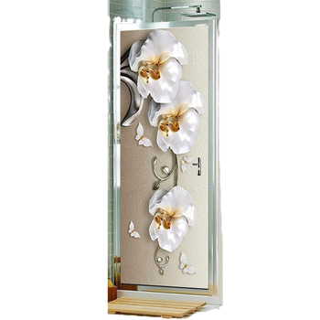 PVC αυτοκόλλητα τοίχου, σετ 2 τεμαχίων, 3D διακόσμηση για σαλόνι και υπνοδωμάτιο, αδιάβροχα, ανθεκτικά στη βρωμιά, φλοράλ μοτίβο