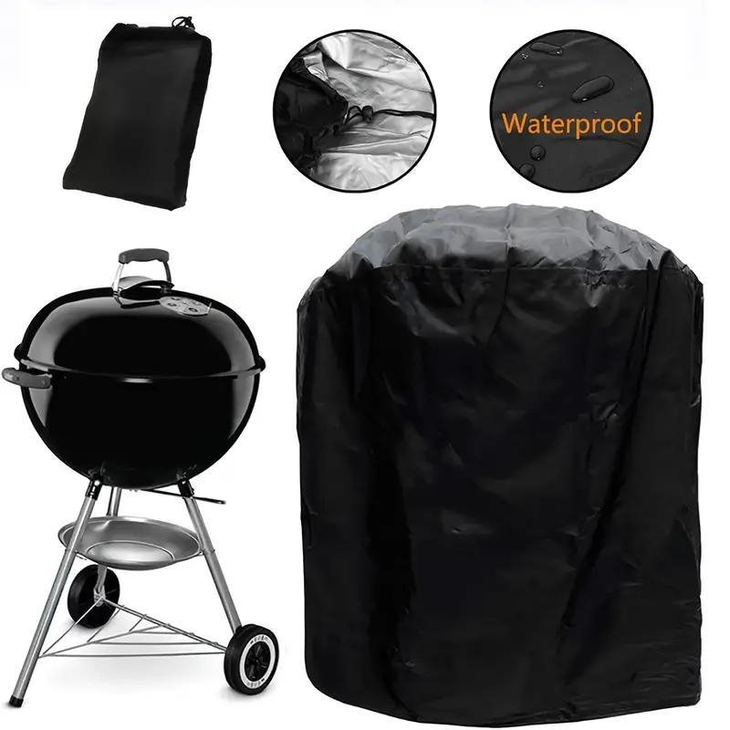 Външен кръгъл калъф за барбекю - полиестер, водоустойчив, UV защита, модерен минималистичен стил