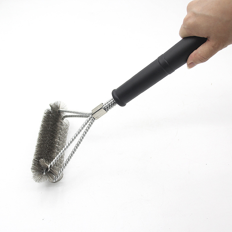 Divfunkciju grila tīrīšanas suka ar tērauda vadiem un atsperēm, PP rokturis, iepakojums 50 gab.