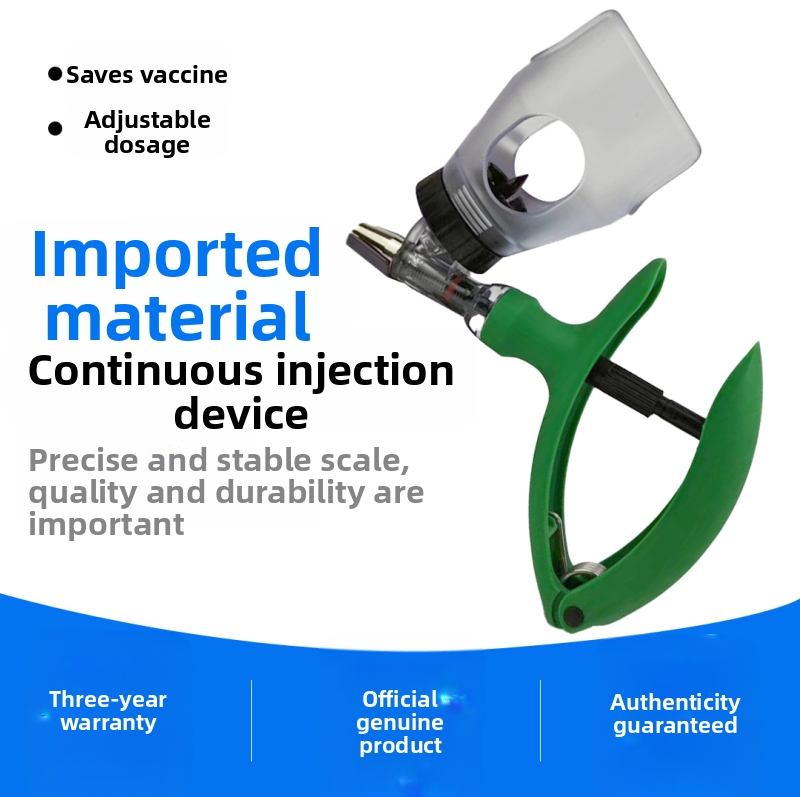Üvegbe illesztett folyamatos vakcinázó fecskendő sertés, szarvasmarha és juh számára – műanyag, kapacitás 2 ml / 5 ml