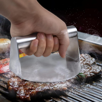 Πρέσσα κρέατος με λαβή σιλικόνης, στρογγυλός σχεδιασμός, από ανοξείδωτο χάλυβα 304 (πρέσα κιμά; εργαλείο κουζίνας; δυνατότητα εξατομίκευσης)