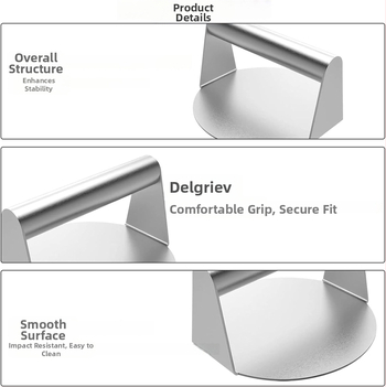 Πρέσσα κρέατος με λαβή σιλικόνης, στρογγυλός σχεδιασμός, από ανοξείδωτο χάλυβα 304 (πρέσα κιμά; εργαλείο κουζίνας; δυνατότητα εξατομίκευσης)