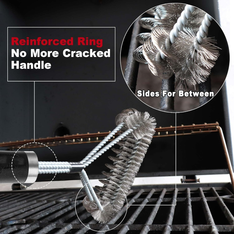 Grila tīrīšanas suka ar rokturi – augstas densitātes spirālveida sari, 201 stieples, rokturis PP, iepakojums 60, Jin Hengtai