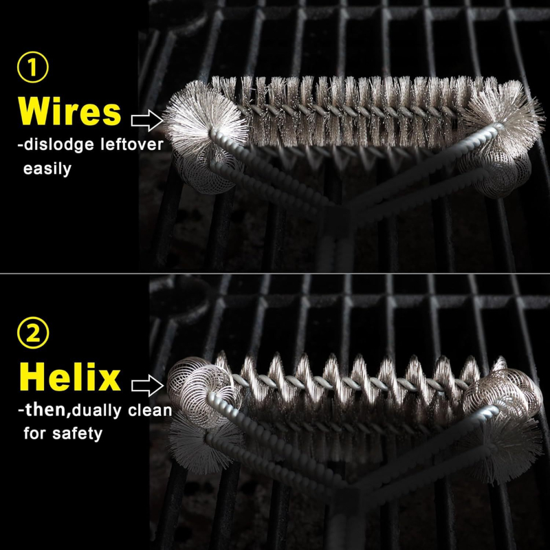 Grila tīrīšanas suka ar rokturi – augstas densitātes spirālveida sari, 201 stieples, rokturis PP, iepakojums 60, Jin Hengtai