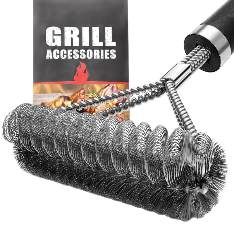 Grila tīrīšanas suka ar rokturi – augstas densitātes spirālveida sari, 201 stieples, rokturis PP, iepakojums 60, Jin Hengtai