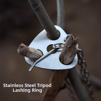 Nerūsējošā tērauda pārnēsājamais triju kāju pannas turētājs ar atsevišķu dizainu ārējai grilēšanai un kemperiem – Cypress Horse zīmols