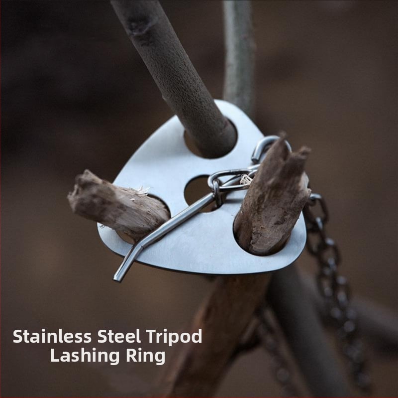 Nerūsējošā tērauda pārnēsājamais triju kāju pannas turētājs ar atsevišķu dizainu ārējai grilēšanai un kemperiem – Cypress Horse zīmols