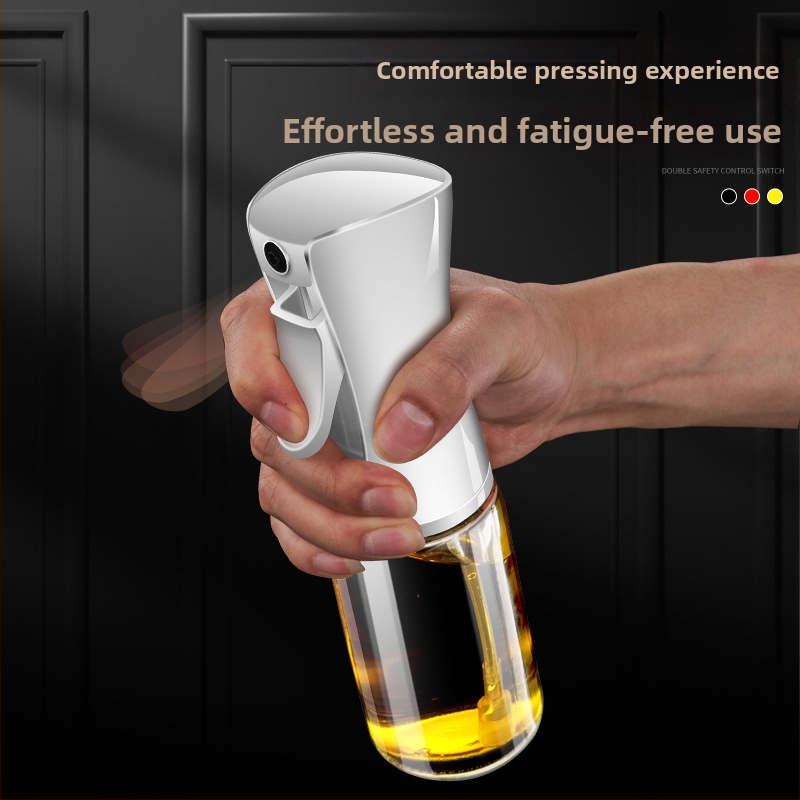 Стъклена бутилка за пръскане на масло – натиснете за пръскане, модерен минималистичен стил, печатано лого, бутилка за масло