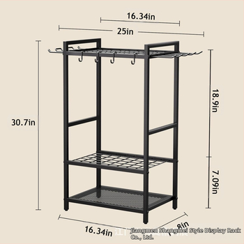 3-επίπεδο ράφι εργαλείων κήπου από ανθρακούχο ατσάλι, φορητό, πολυχρηστικό, εγκατάσταση στο έδαφος