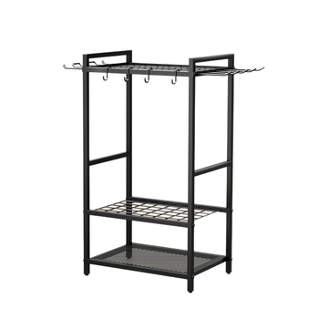 3-επίπεδο ράφι εργαλείων κήπου από ανθρακούχο ατσάλι, φορητό, πολυχρηστικό, εγκατάσταση στο έδαφος