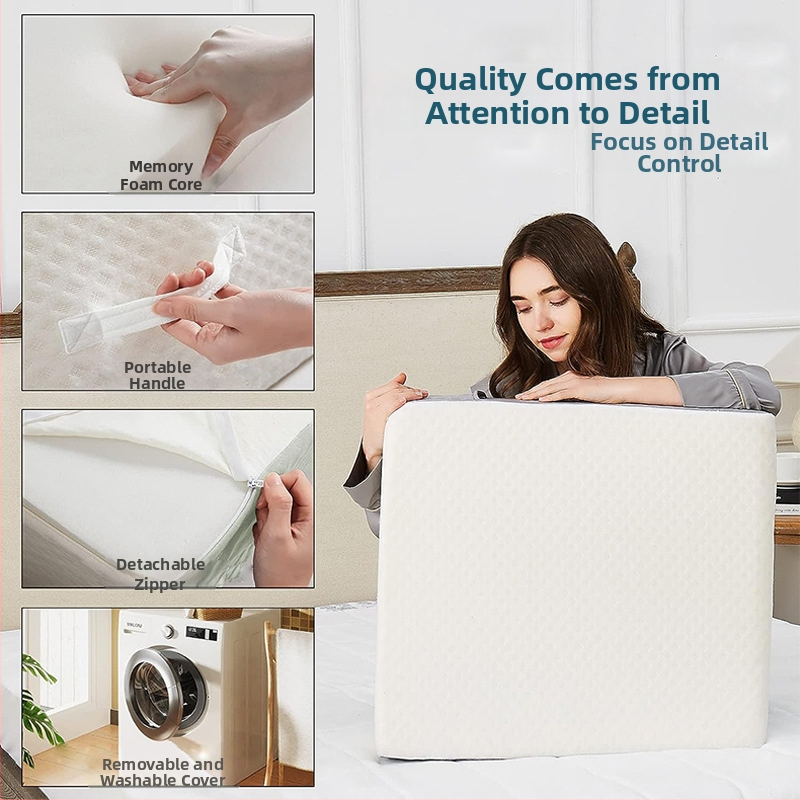 Триъгълна възглавница за легло с паметна пяна и облегалка, за едно лице; калъф: плетен текстил; височина на ядро 20.1-25 cm; тегло 1.55-2.00 kg