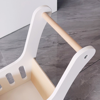 Medinis žaislų pirkinių vežimėlis vaikams, medinė konstrukcija, tinka 4-6 metų vaikams