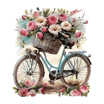Διακοσμητικό αυτοκόλλητο τοίχου PVC – λουλουδάτο σχέδιο ποδηλάτου, ένα τεμάχιο, μοντέρνο μινιμαλιστικό στυλ