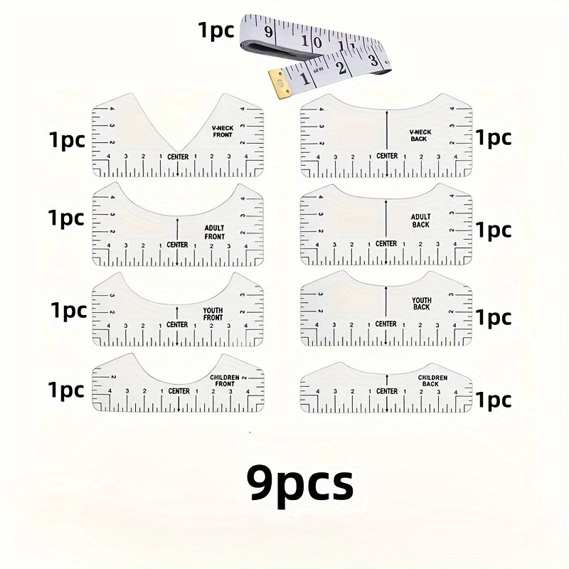 Инструмент за подравняване на тениски с V-образно деколте, осем в едно, PVC екологичен материал; съвместим с множество комплекти; лицензиран частен етикет; неутрален бранд с персонализируемо лого; опаковка Opp торба