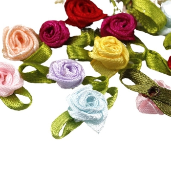 Υφασμάτινα τριαντάφυλλα με πράσινα φύλλα για DIY αξεσουάρ – ύφασμα, φιλική προς το περιβάλλον επεξεργασία, προέλευση Yiwu, μάρκα San Nan