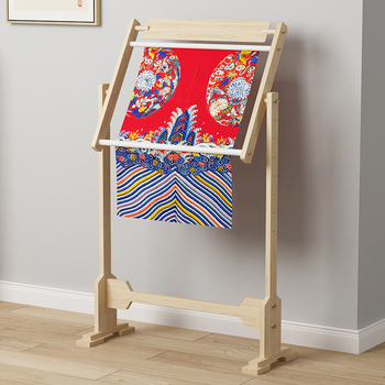 Рамка за кръстат бод с регулируема фиксирана скоба - борова дървена рамка, комплект, стил Нов Китайски