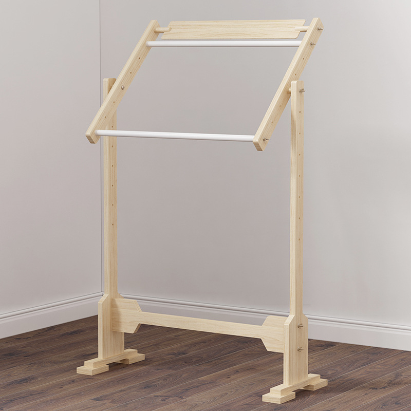 Рамка за кръстат бод с регулируема фиксирана скоба - борова дървена рамка, комплект, стил Нов Китайски