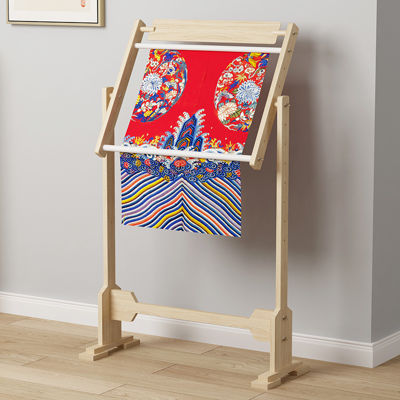 Рамка за кръстат бод с регулируема фиксирана скоба - борова дървена рамка, комплект, стил Нов Китайски