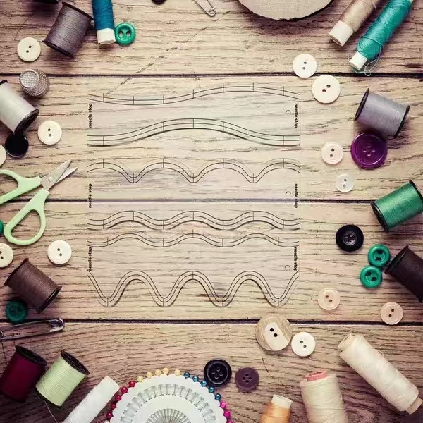 5-частен комплект акрилни вълнообразни линейки за квилтинг — шаблон за машинно оформяне