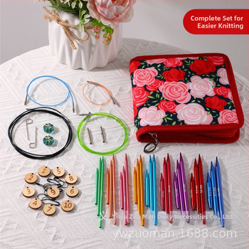 Σετ κυκλικών βελόνων πλεξίματος από ανοξείδωτο ατσάλι για πουλόβερ, με αφαιρούμενο δαχτυλίδι και περιστρεφόμενο κορδόνι, 50 τεμάχια