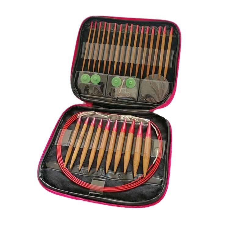 Set kružnih igala s odvojivim iglama od karboniziranog bambusa, DIY komplet za pletenje i hekkanje, 50 komada, mogućnost prilagodbe