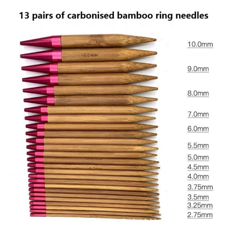 Set kružnih igala s odvojivim iglama od karboniziranog bambusa, DIY komplet za pletenje i hekkanje, 50 komada, mogućnost prilagodbe