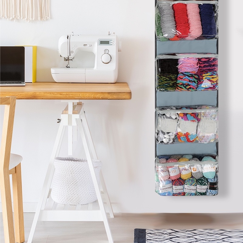 Sieninis pakabinamas laikymo maišelis siūlėms, daugiafunkcinis, medžiaga Oxford audinys + PVC, svetainės saugojimui