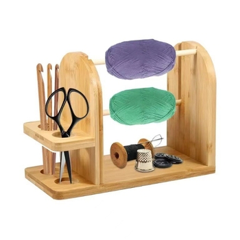 Ξύλινο ράφι για κλωστές — διώροφο, επιτραπέζιο, περιστρεφόμενο, μετακινήσιμο