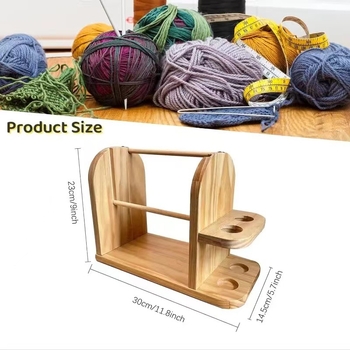 Ξύλινο ράφι για κλωστές — διώροφο, επιτραπέζιο, περιστρεφόμενο, μετακινήσιμο