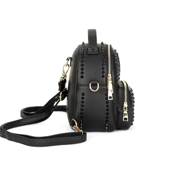 Rucsac pentru laptop cu design Skull Gothic – material PU, închidere cu fermoar, buzunar ID interior, lansat în primăvara 2024